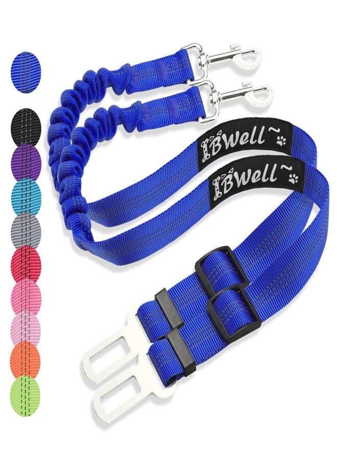 IBWell Dog Seat Belt for Car with Elastic Bungee Leash, Car Leash Car Seat Belt for Dogs (Blue, 2PCS-27.6") - Image 1